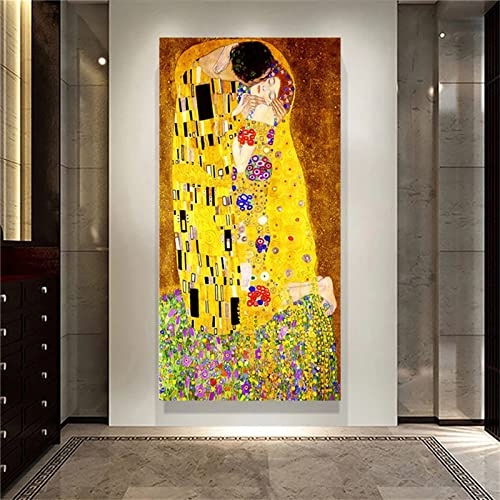 TengYuer 5D DIY Diamond Painting Kit Completo,Gustav Klimt Beso Cuadro de Diamante Kit,Rhinestone Bordado Punto de Cruz Pintura de Diamantes para Adultos Niños,Hogar Pared Decoración 90x180cm