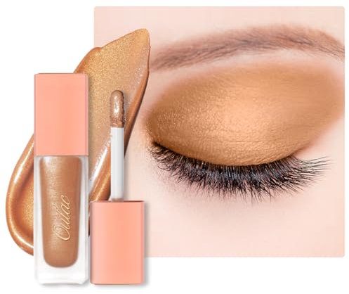 Oulac Matte Bronze Sombra de Ojos Líquida con Acabado Brillante y Base de Sombra de Ojos Líquida Duo de Bronce| Maquillaje de Ojos Suave, Resistente a las Arrugas, Vegano SA01