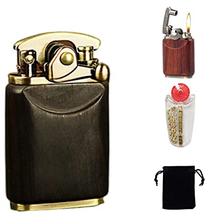YHSGY Handgefertigtes Retro-Antik-Kerosinfeuerzeug, Soft Flame Rocker Benzinfeuerzeug, Winddicht, wiederverwendbar, Windjacke-Feuerzeug for Ehemann, Freund, Vater (Color : E)