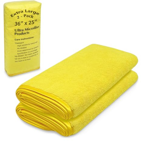 Blue Horizon Microfiber Cleaning Towel – Extra Large Microfiber Washcloth Drying Towel Rag- Ultra Soft Long Plush Super Absorbent for Cleaning Drying Waxing Detailing (2-Pack, Size 36 x 25)