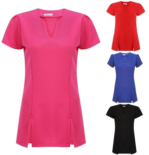 Design 24 Seven Women's Spa Salon Tunic Hairdressing Nail Therapist Uniform Var R (Black, 12)