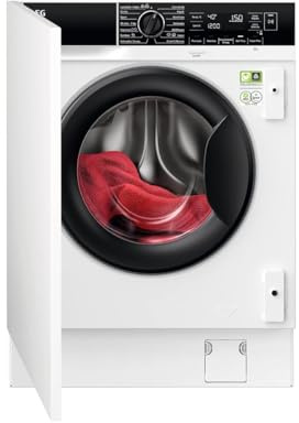 AEG LWN8E8636F Lavasecadora de Carga Frontal, Lava 8 Kg, Seca 4 Kg, Integrable, 1600 rpm, Serie 8000, Función Vapor, Tecnología PowerCare y ProSense, Motor Inverter, Blanco, Clase A, Fabricado en UE