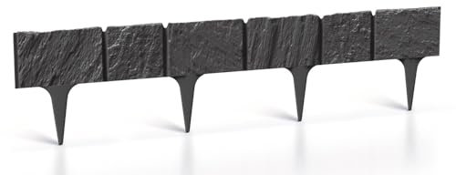 Rasenkante Gartenpalisade Palisade Beeteinfassung Beetumrandung 15,6m Beetabgrenzung Stein-Optik Mähkante Anthrazit