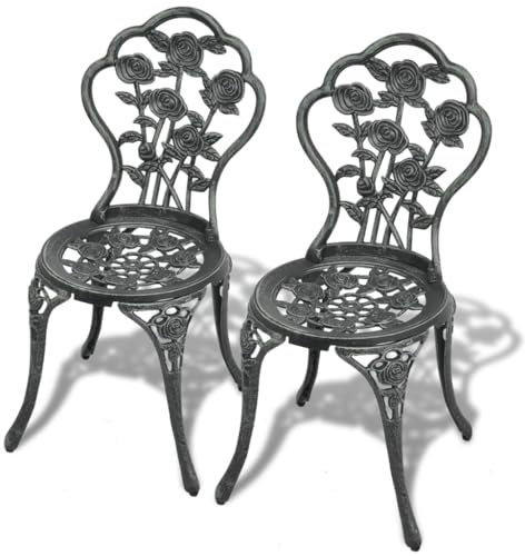 FUDUGEHMIOFWFJJ Garten stapelstuhl,gartenstühle,klappstuhl,Bistro-Stühle 2 STK. Aluminiumguss GrünGeeignet für Garten, Terrasse, Esszimmer