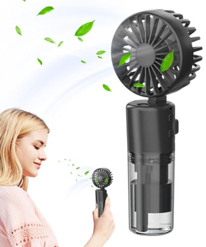 Ventilador de mano con niebla de agua, ventilador de pulverización recargable de mano con niebla de agua, suministros de verano plegables con mango ergonómico, ventilador de refrigeración portátil