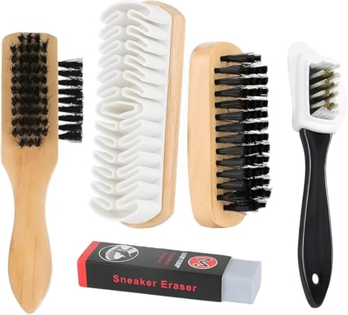 MOAZIFI 5 Stück Wildlederbürste Für Schuhe Set Schuhbürste, Wildleder Reiniger, Schuhbürsten, Schuhreiniger Mit Messingborsten, Schuhbürsten Mit Radiergummi Für Rauleder, Nubuk, Wildleder Und Velour