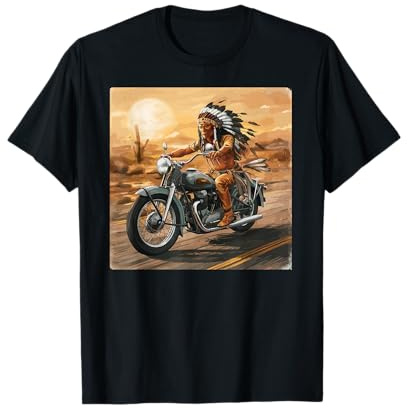 Vintage American Motorrad Indianer Herren Reiten Old Biker T-Shirt