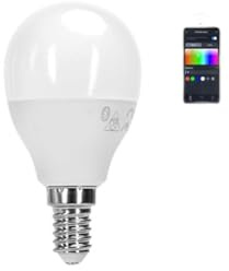 Glowster Bombilla LED Bluetooth MESH E14 4.9W RGB+CCT, control de luz y color, ideal para ambientación y decoración inteligente.