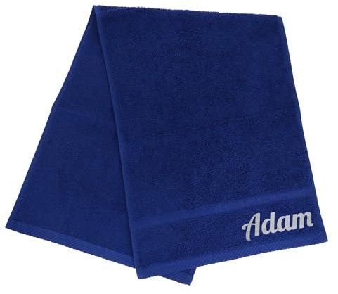 Personalised Cotton Gym Towel - Embroidered Luxury Sports & Sweat Towel for Men & Women | Perfect Gym or Boxing Gifts, Custom Names or Initials (Royal Blue)