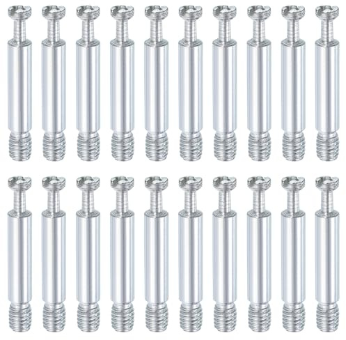 sourcing map 45Pcs 40mm Furniture Connecting Fittings, Thread Bolts Dowels Screws, Metal Dowel Fitting Fasteners for Cabinet Drawer and Wardrobe Furniture, Silver