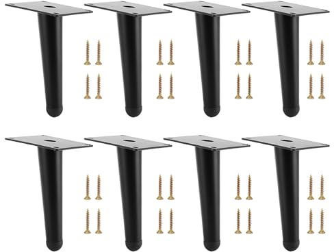 FAAING 8er Set 15cm Schräge Möbelfüße Schwarz, Kegel Möbelbeine Möbelfüsse mit Schrauben, Metall Tischbeine Schrankfüße Couch Füße für Möbel Sofa Tisch Stuhl DIY Schrank