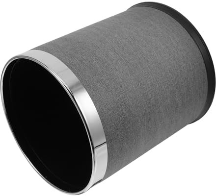 Cabilock Bote De Basura Redondo Retro Para Baño y Cocina Papelera Elegante Para Hotel y Ktv Recipiente De Desechos Resistente y Funcional Pu Gris