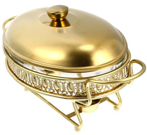 SECFOU Buffet Furnace 1.5l Alcohol Stove Gold Food Heating Container for Restaurant Catering Buffet Use