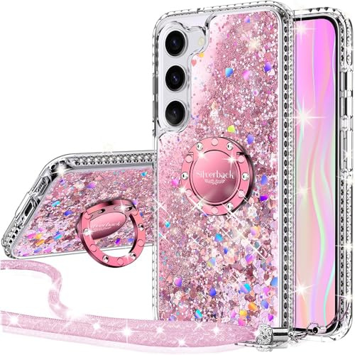 Miss Arts Coque pour iPhone X/XS, Fille Silicone Paillette Strass Bling Glitter de Luxe avec Support, Liquide Gel Bumper Housse Etui de Protection Apple iPhone X/XS - Rose