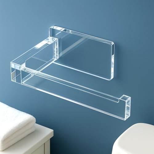 Acryl Toilettenpapierhalter – Selbstklebend & Ohne Bohren, Rostfrei, 5 kg Tragkraft, Modernes Design (transparent)