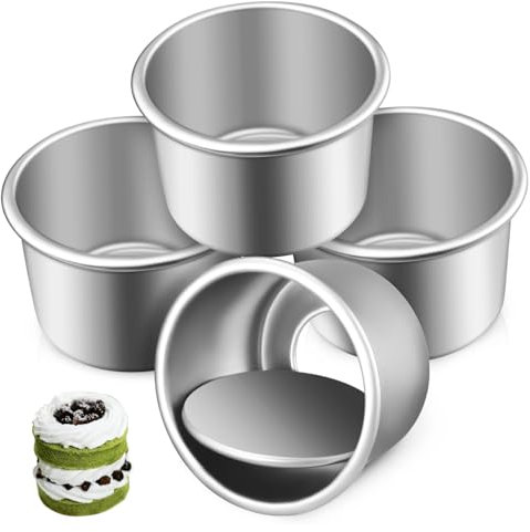 VALICLUD 4piezas Molde Para Tartas Pequeño Aluminio Base Desmontable Unidades Antiadherente Para Quesos Postres Hornear Con Borde Liso Resistente y Fácil Limpieza