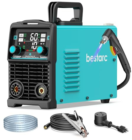 bestarc Pilot Arc Plasma Cutter, [Blow Back][Large LED][Air Sensor] 60A Non-HF Plasma Cutter Machine 110V/220V Dual Voltage, 5/8 Clean Cut 4/5 Max Cut, Post Flow, 2T/4T for Beginners DIY