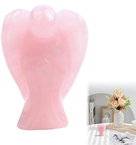 Rose Quartz Angel Crystal, 1.5'', Pocket Angel | Angel Ornaments for Meditation and Emotional Balance, Guardian Angel Gifts for Women, Ornaments, Room Decor