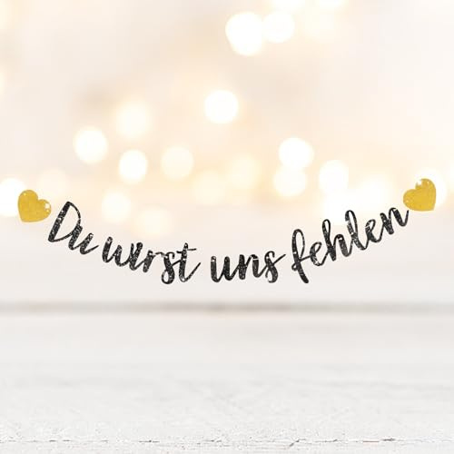 5M Ruhestand Deko Abschiedsparty Deko Schwarz,Glitzer Du wirst Uns fehlen Girlande Abschiedsparty Banner Rente Deko für für Abschiedsfeier Rente Party