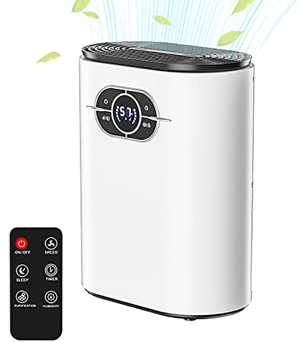Deumidificatore portatile, piccolo, elettrico, assorbe l'acqua, con telecomando, timer e tubo di scarico, ultra silenzioso per camera da letto, bagno, cantina