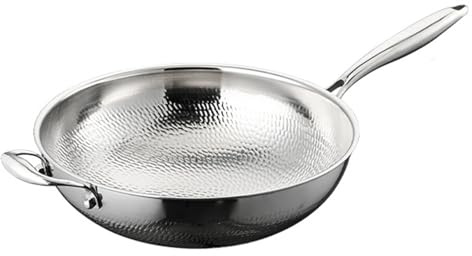 TREWQ Pentole professionali in titanio e acciaio inossidabile, pentole antiaderenti resistenti ai graffi e durevoli, padelle in titanio Pro Hammered per la cottura, set di pentole e padelle 36cm