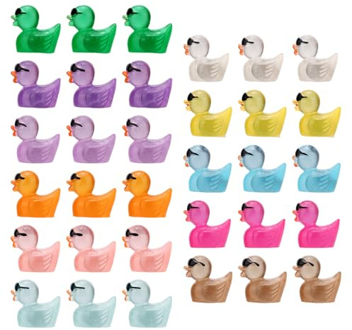 33uds Mini Imanes de Resina Luminosos de Patos, Coloridos Brillan en la Oscuridad Decorativos Imanes Refrigerador con Gafas Sol para Decoración Cocina y Oficina