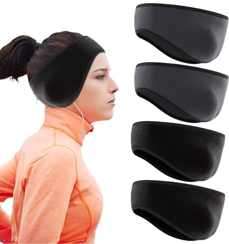 4er Set Sport Stirnbänder für Damen Herren Winddichte Ohrenwärmer Stirnbänd zum Joggen Laufen Wandern Radfahren im Winter Elastische Sport Stirnbänder Universalgröße