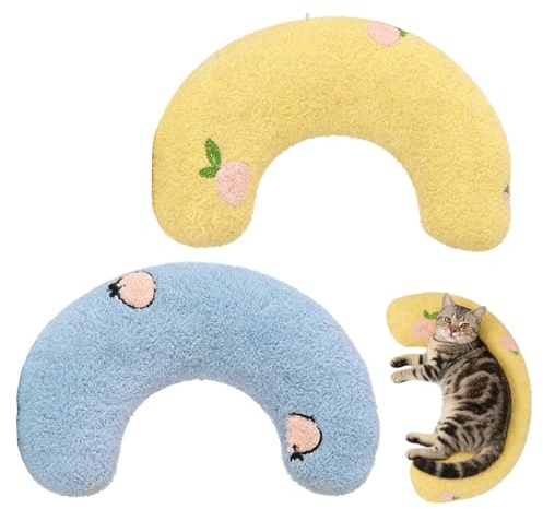UYVPAER Lot De 2 Coussins À Chat, Coussin Pour Chat Et Chien En Forme De U Pour Dormir, Coussin Pour Animaux De Compagnie En Peluche Jouet Pour Animaux De Compagnie Pour Dormir Chat Doudou Pour