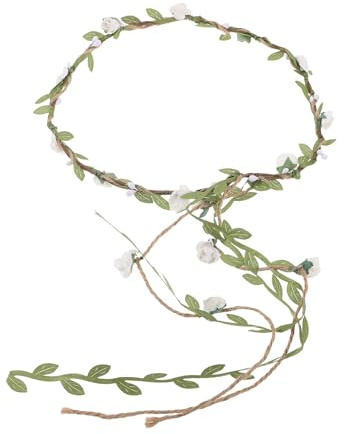 BAZEITFLOW Blomsterkrans med Hamparep Handgjord Brudtillbehör för Fotografering och Bröllop Bekväm och Hållbar Blomsterpannband för och Fest