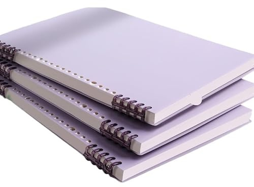 DVMSIEF Anteckningsbok med lösa blad med avtagbar spiral, blank, dagbok horisontellt rutnät (A4 horisontellt linje)