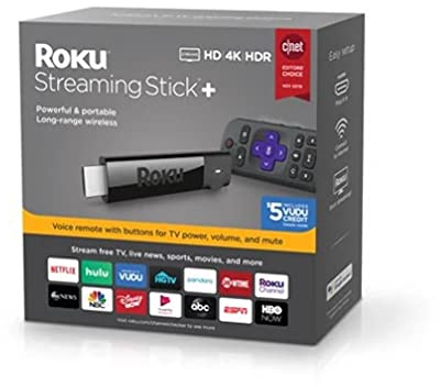 Roku Streaming Stick+ | HD/4K/HDR Streaming Device with Long-range Wireless and Voice Remote with TV Controls (Renewed)