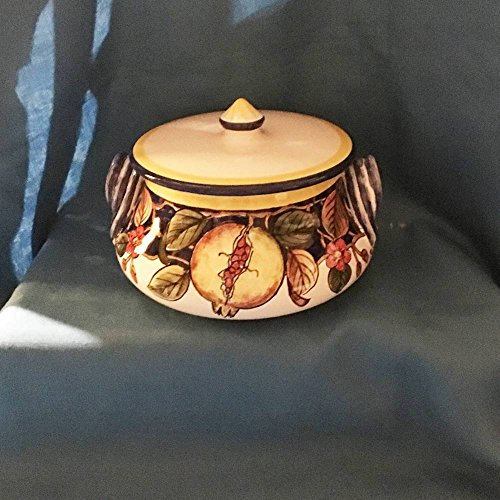 Ceramica dipinta a mano RICCERI: Biscottiera con RICCIOLI - Melograni 14x13cm