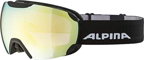 ALPINA PHEOS Q-LITE - Verspiegelte, Kontrastverstärkende Skibrille Mit 100% UV-Schutz Für Erwachsene, black matt gold SPH.., One Size