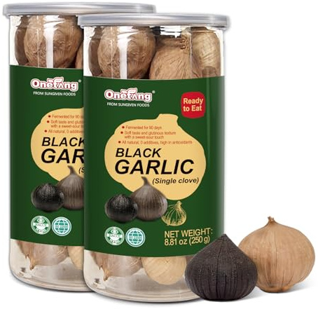 ONETANG Black Garlic 250g Pack of 2, Whole Garlic Fermented for 90 days, 0 additives, high in antioxidants 500g