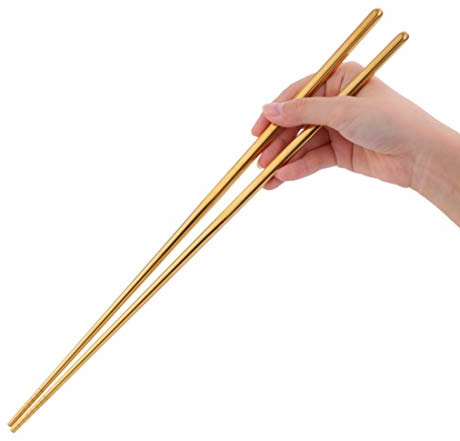 Buyer Star Super Long Chopsticks Gold Fried Food 18/10 Stainless Steel Cooking Chopsticks for Hot Pot Noodles 36cm Length