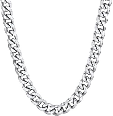 ChainsHouse 46cm Collar Grande de Acero Hombre Mujer Cadenas Cuello Cubanas, Stainless Steel Necklace Men Sweatproof