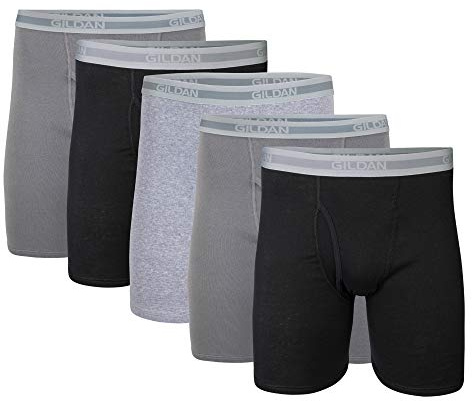 Gildan Men's Regular Leg Boxer Briefs, Multipack, Black/Charcoal/Sport Grey (5-Pack), Medium (Pack of 5)