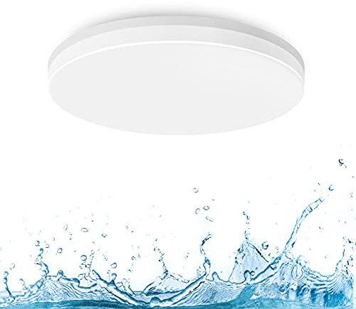LVWIT Plafoniera a LED Rotonda Impermeabile IP65 Lampada LED Soffitto 18W 1800LM Bianca Neutra 4000k Ideale per Cucina Soggiorno Balcone Corridoio Bagno Camera da letto Ø280mm*50mm