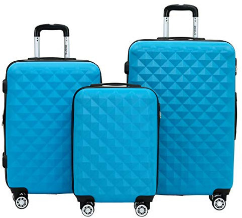 BEIBYE Trolley Koffer Reisekoffer Reisekofferset Gepäckset Kofferset 4 Zwillingsrollen Hartschale (Türkis)