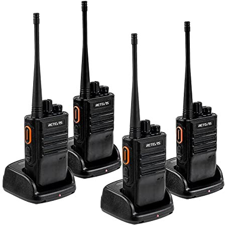 Retevis RB646 IP67 Walkie Talkie Impermeabile, PMR446 Piccola Radio Portatile Bidirezionale, Vox Batteria Vocale, Allarme, Robusta Radio a 2 Vie per Cantiere (Nero, 4 Pezzi)