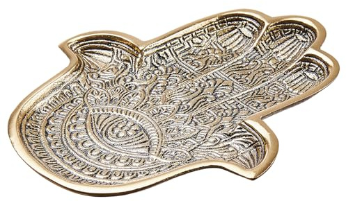 BUTLERS Dekoschale 20x18 cm Aluminium - HAMSA - | Schlüsselboard für Schlüssel, Münzen & Accessoires - Schmuckschale für Ringe, Uhren & Schmuck - Handform