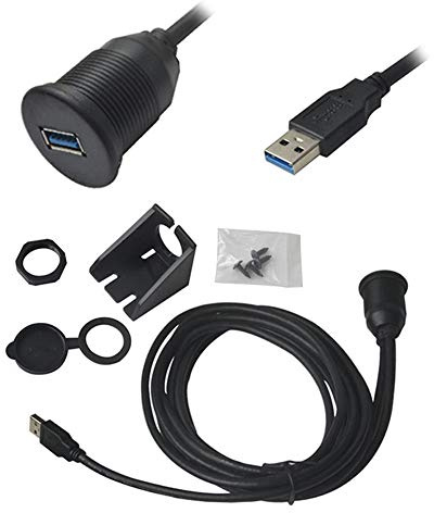 Bolwins Q72CS USB Armaturenbrett Kabel – 1 Meter USB 3.0 Verlängerungskabel für bündige Montage im Auto, Boot, Motorrad – Robuste Stecker-Buchse Verbindung für langlebige Nutzung