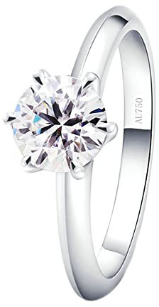 Ayoiow Ringe für Damen Klassisch, Ehering Damen mit Rund Moissanit Ring Weiß Größe 67 (21.3)