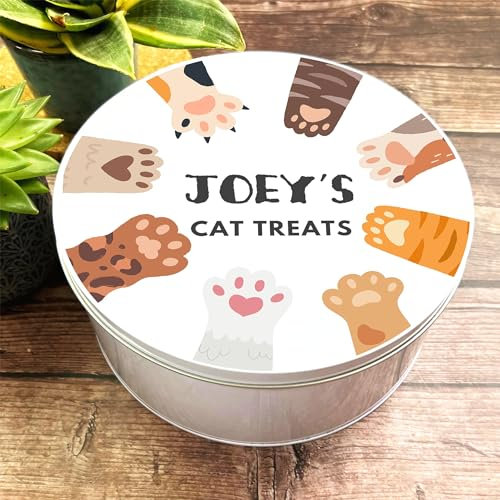 Round Biscuit Pet Storage Funny Colourful Cats Personalised Cat Treat Tin Personalised Gift | Custom Gift | Personalized Tin | Personalised Tins | Gift For Her | Gift For Him