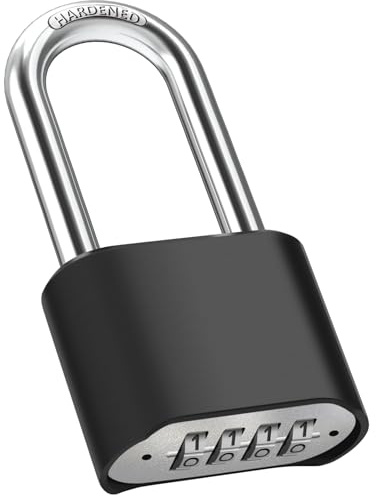 Cadenas Code 4 Chiffres, Diyife 52mm Cadenas Extérieur Etanche, Robuste et Antivol, 8mm Loquet Cadenas à Combinaison, Exterieur Serrure Porte de Garage, pour Cours, Porte, Clôture, Casier - Long