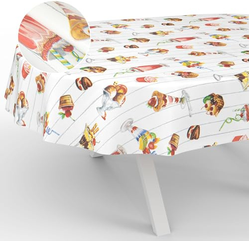 Wachstuch-Tischdecke Tischdecke abwaschbar Wachstuch Garten-Tischdecke Outdoor Indoor Oval 180x140cm Schnittkante Eiscafe