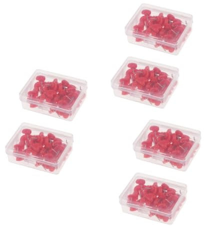 NUOBESTY 6 Kartons à 100 Stück Platine Push-pin Stecknadel Kalendermarkierungen Reißnägel in Herzform Reißzwecke Positionsstifte Rot Kork Nägel Liebe