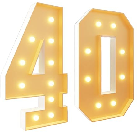 Numeri luminosi per decorazione per feste, mosaico gigante con luci a LED, set di pannelli in schiuma pretagliati per San Valentino, compleanno, Natale, Capodanno, 70 cm, numero 40