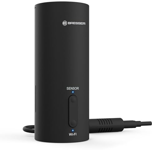 Bresser WLAN-Gateway El Niño für kompatible 5-in-1- und 7-in-1-Sensoren, Wetterdaten-Upload | Innentemperatur und Luftfeuchtigkeit, Luftdruck, Upload zu Wetterplattformen, WSLink App, USB Netzteil enthalten