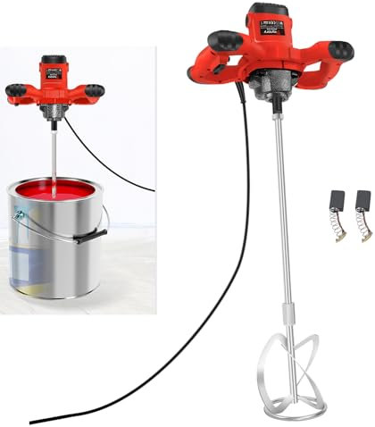 Rührwerk Beton 2600W Betonrührer, 1700 U/Min Elektrisch Stirrer Betonmischer Beton Erdbohrer, 6-Gang-Rinstellung Betonrührer Bohrmaschine, Rot